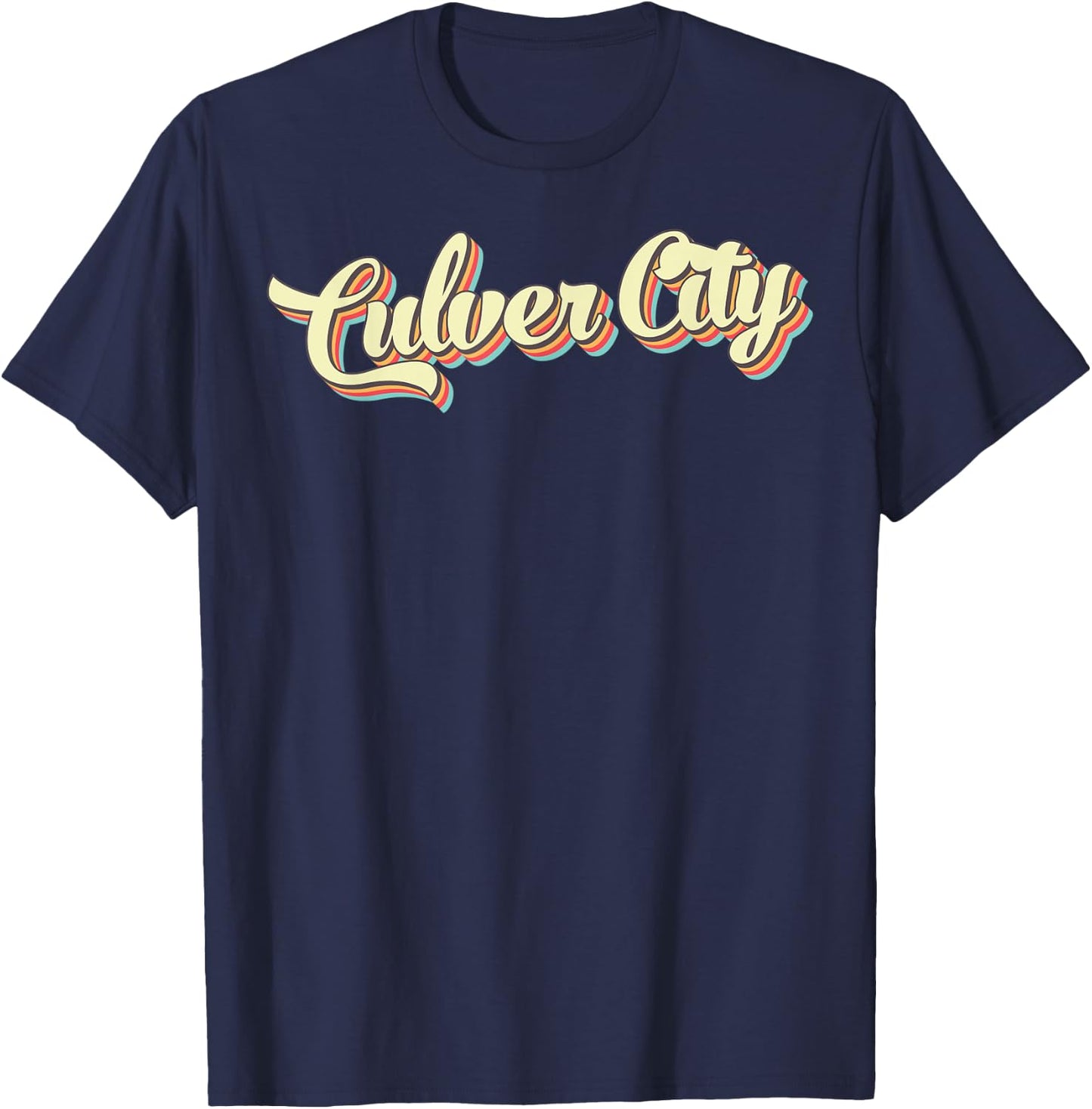 Culver City Retro Art Baseball Font Vintage T-Shirt - T-Shirt | Navy