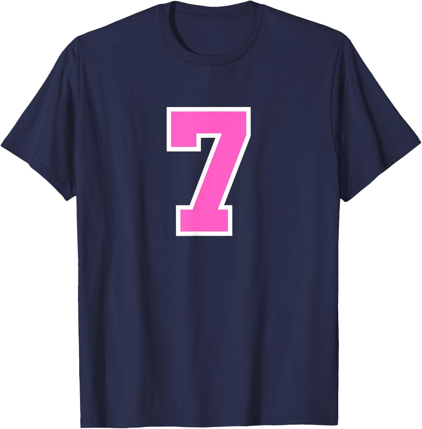 Pink Sports Team Number #7 T-Shirt - T-Shirt | Navy
