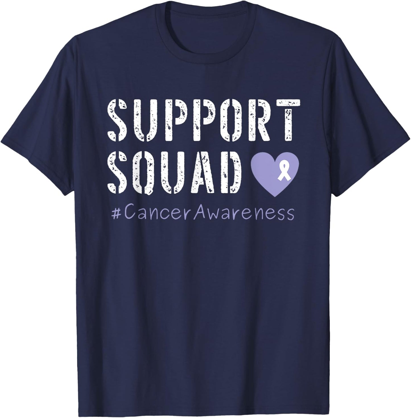 Lavender Ribbon Men Women Kids Boys Girls Cancer Awareness T-Shirt - T-Shirt | Navy