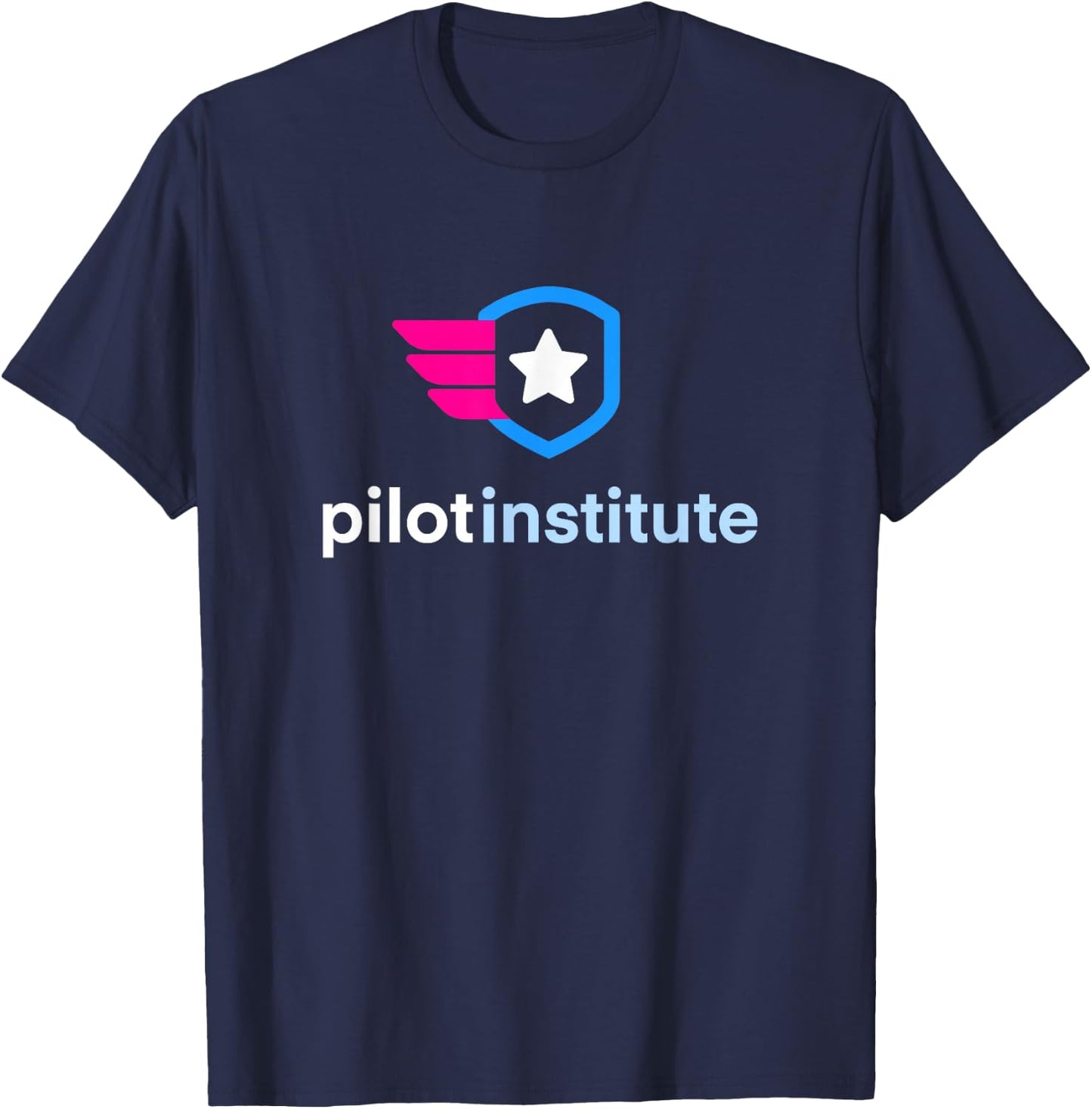 Pilot Institute Black Modern Letter Print , -Adults, Small T-Shirt - T-Shirt | Navy