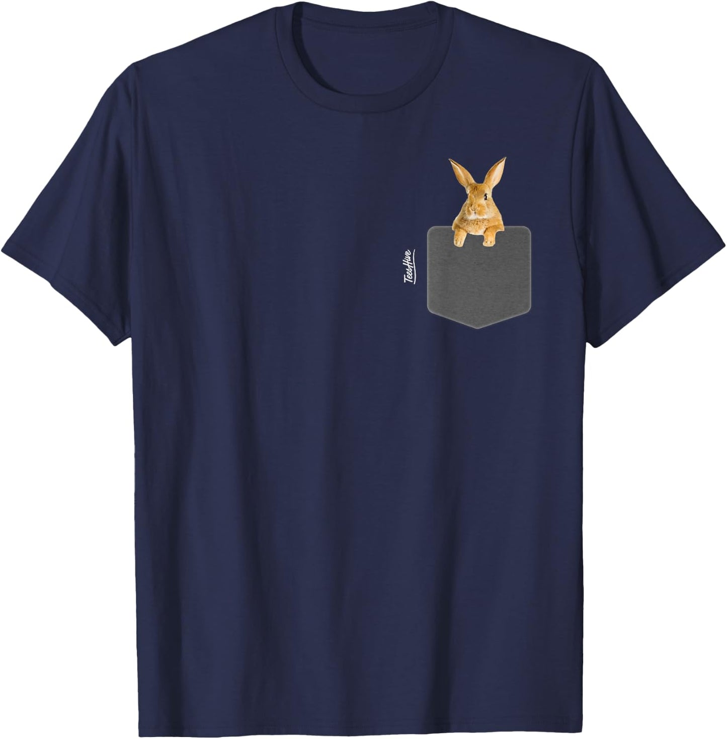 Pocket Bunny - Men Rabbit Pocket T-Shirt - T-Shirt | Navy