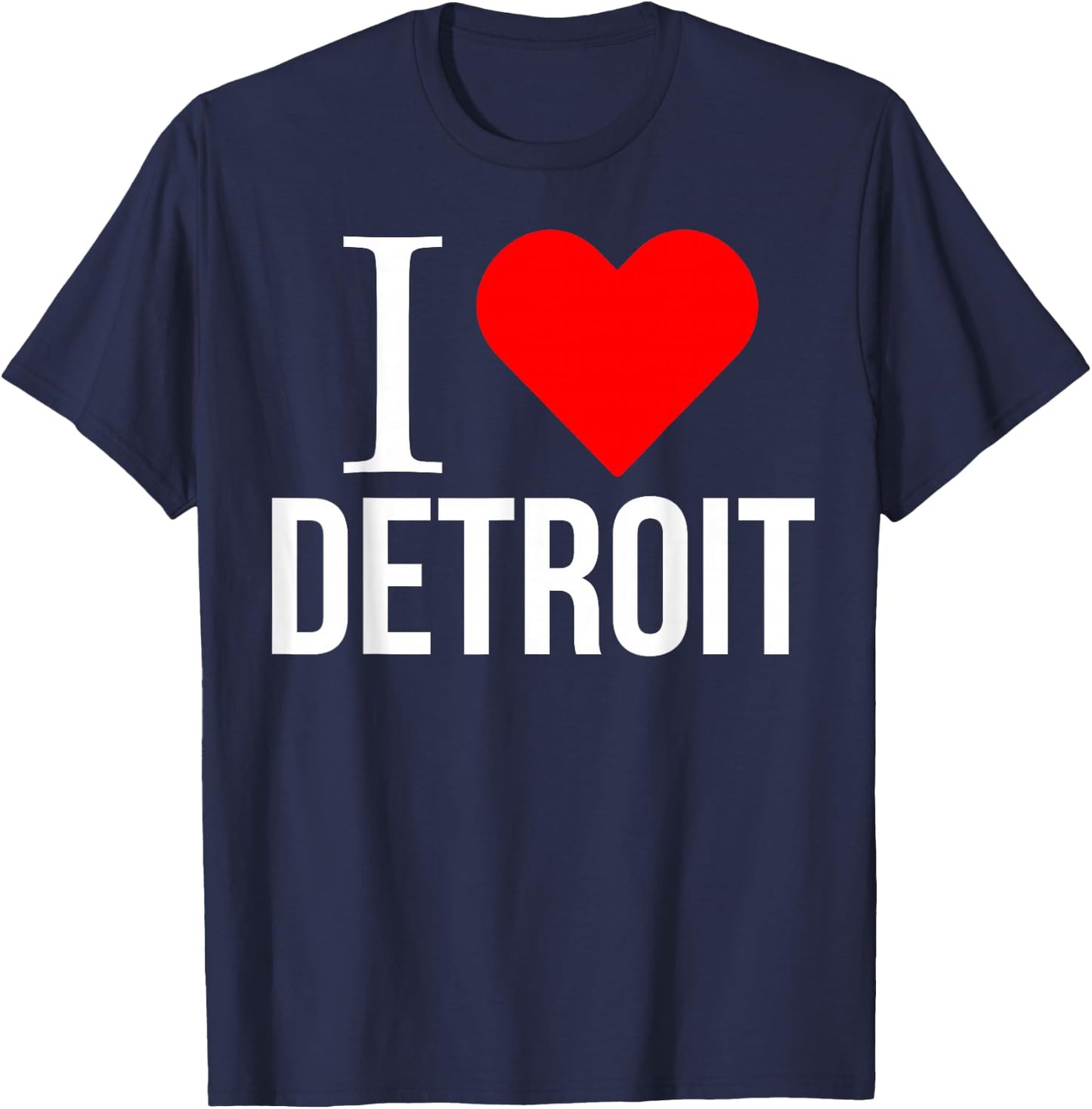 I Love Detroit Red Heart T-Shirt - T-Shirt | Navy