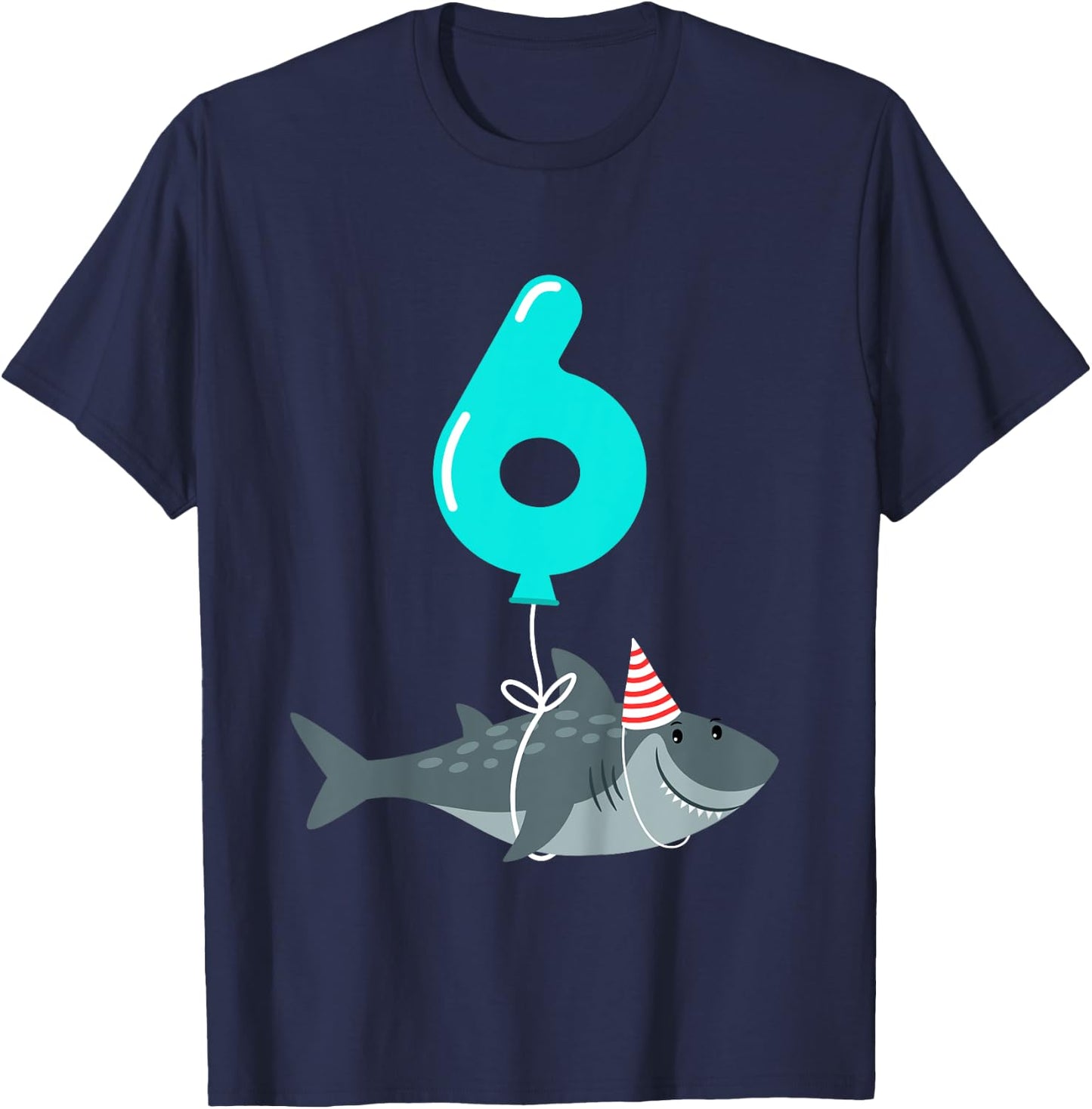 6th Birthday Shark Shirt | Cute 6 Year Old Shark Gift Shirt T-Shirt - T-Shirt | Navy
