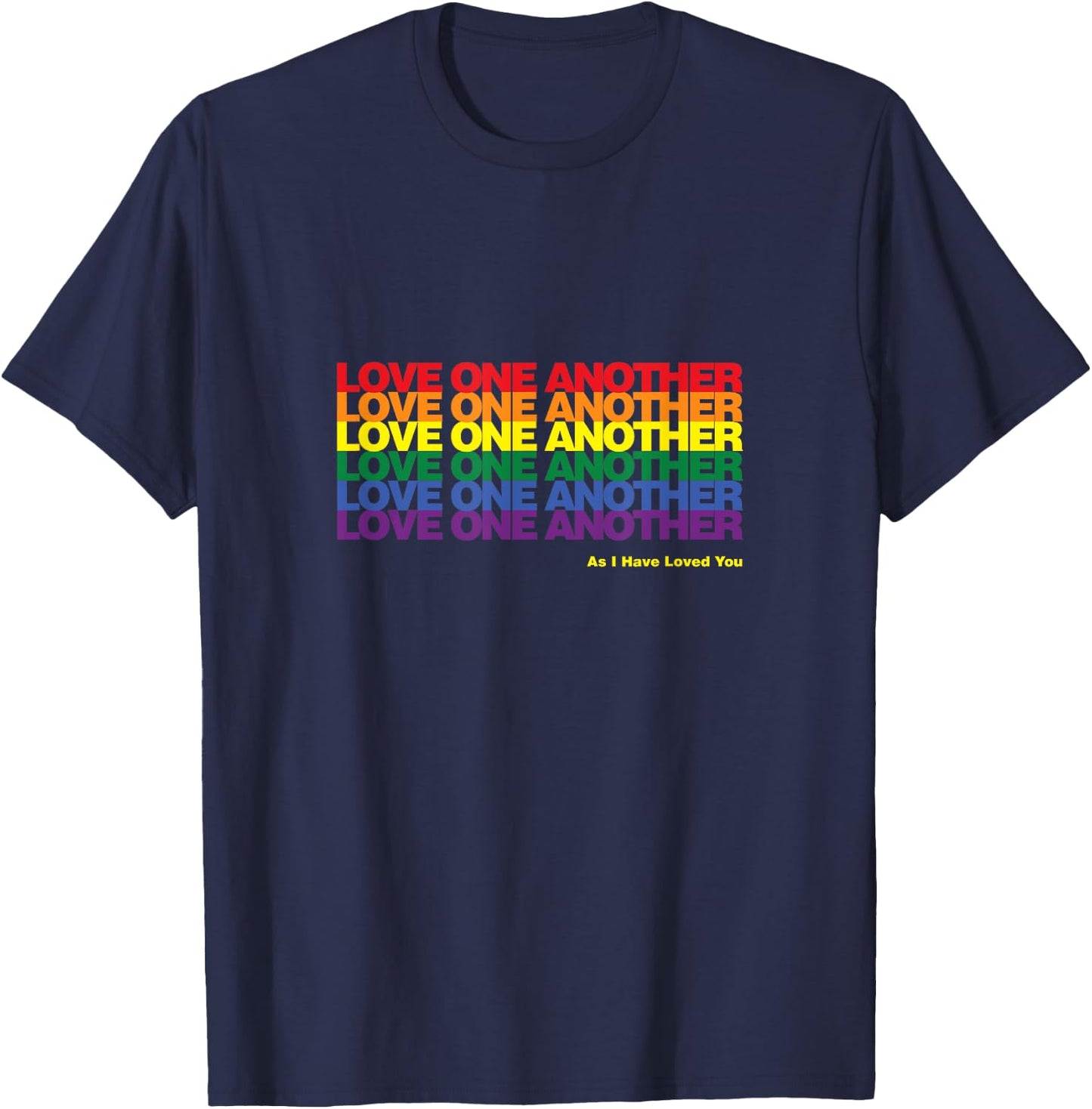 Love One Another Rainbow Solid T-Shirt - T-Shirt | Navy