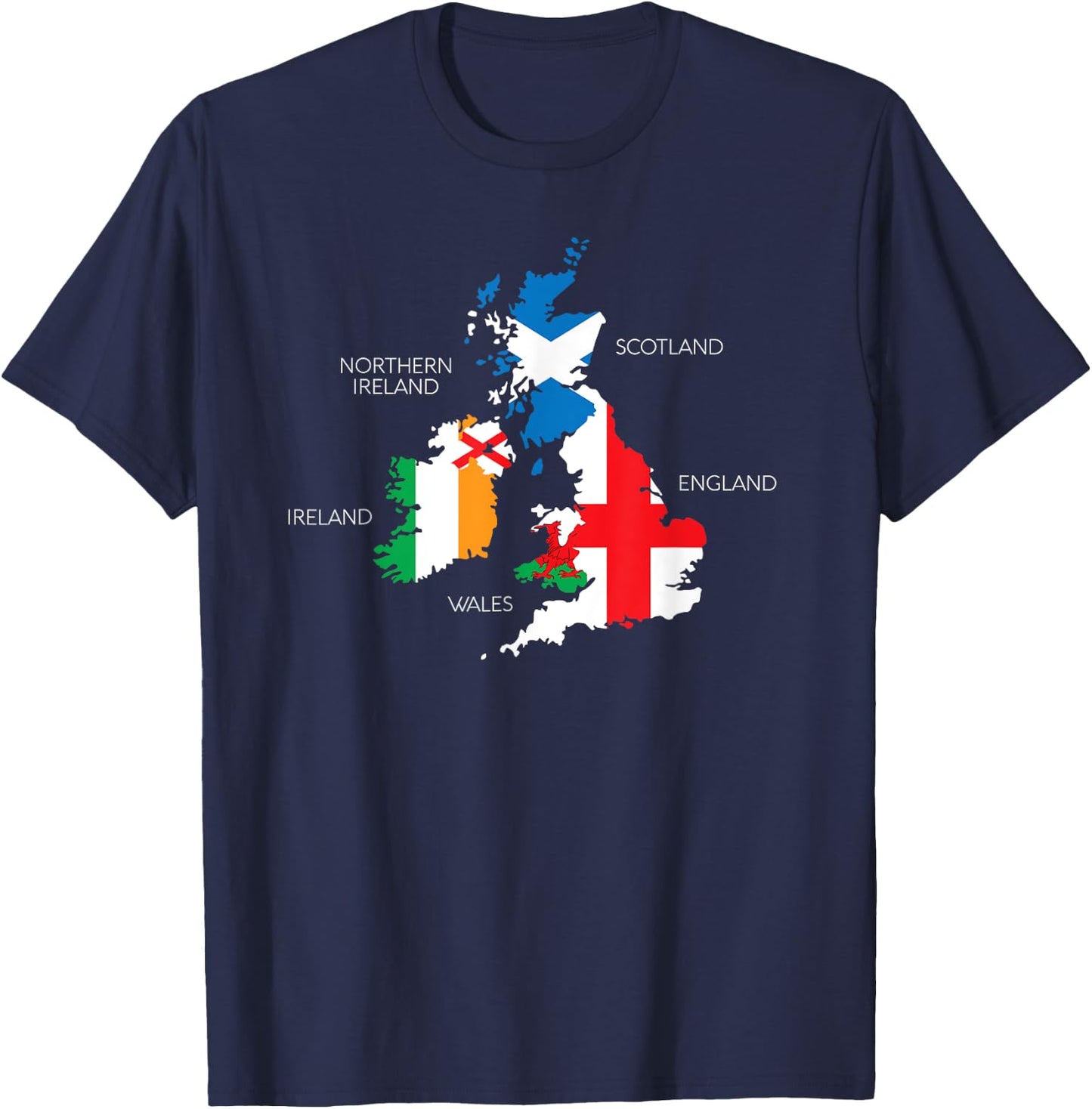 British Isles Sea Ireland Scotland Wales England Map Coins T-Shirt - T-Shirt | Navy