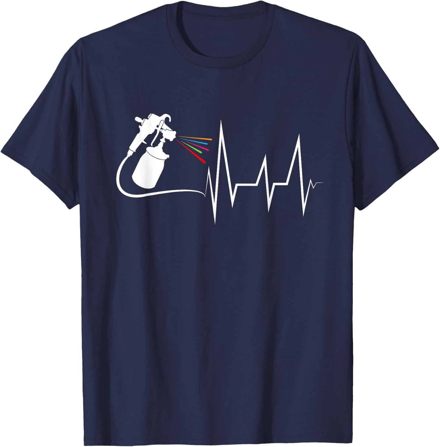 Car Painter Heartbeat Paint Gun Pulse EKG Auto Body Painter T-Shirt - T-Shirt | Navy