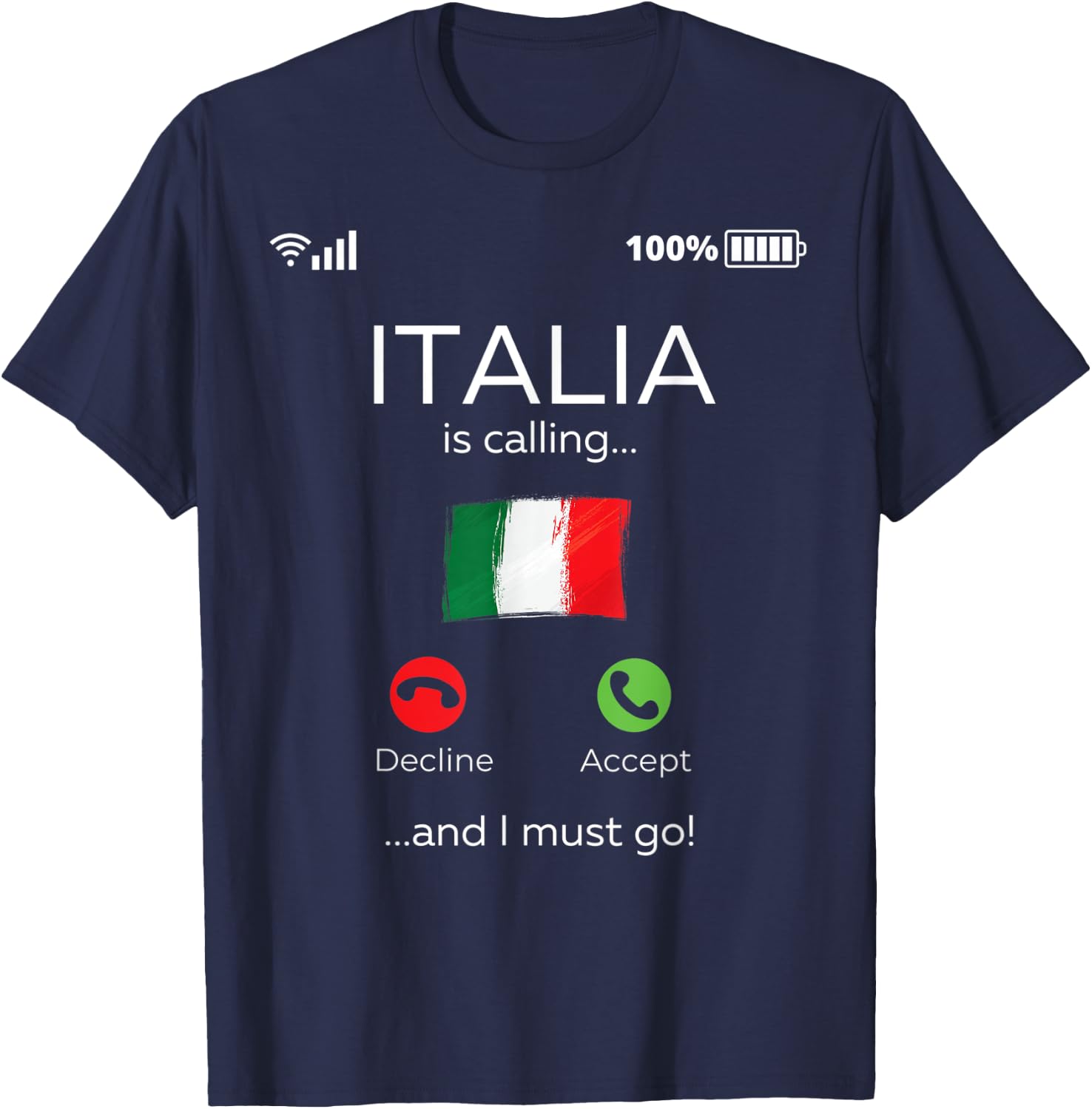 Funny Italian Shirts - Italy is calling - italian roots T-Shirt - T-Shirt | Navy