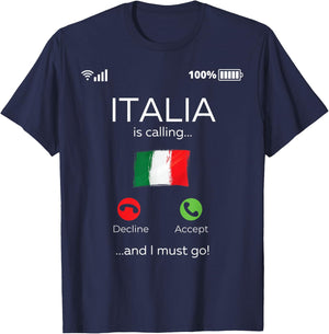 Funny Italian Shirts - Italy is calling - italian roots T-Shirt - T-Shirt | Navy