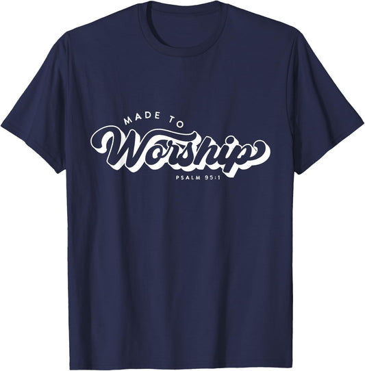 Made to Worship Shirt Vintage Praise God T-Shirt - T-Shirt | Navy