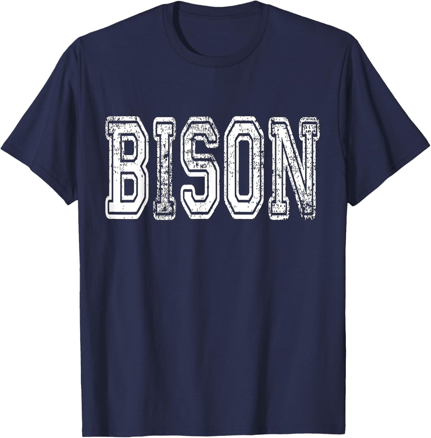 Bison Mascot Distressed Vintage School Sports Name Fans T-Shirt - T-Shirt | Navy