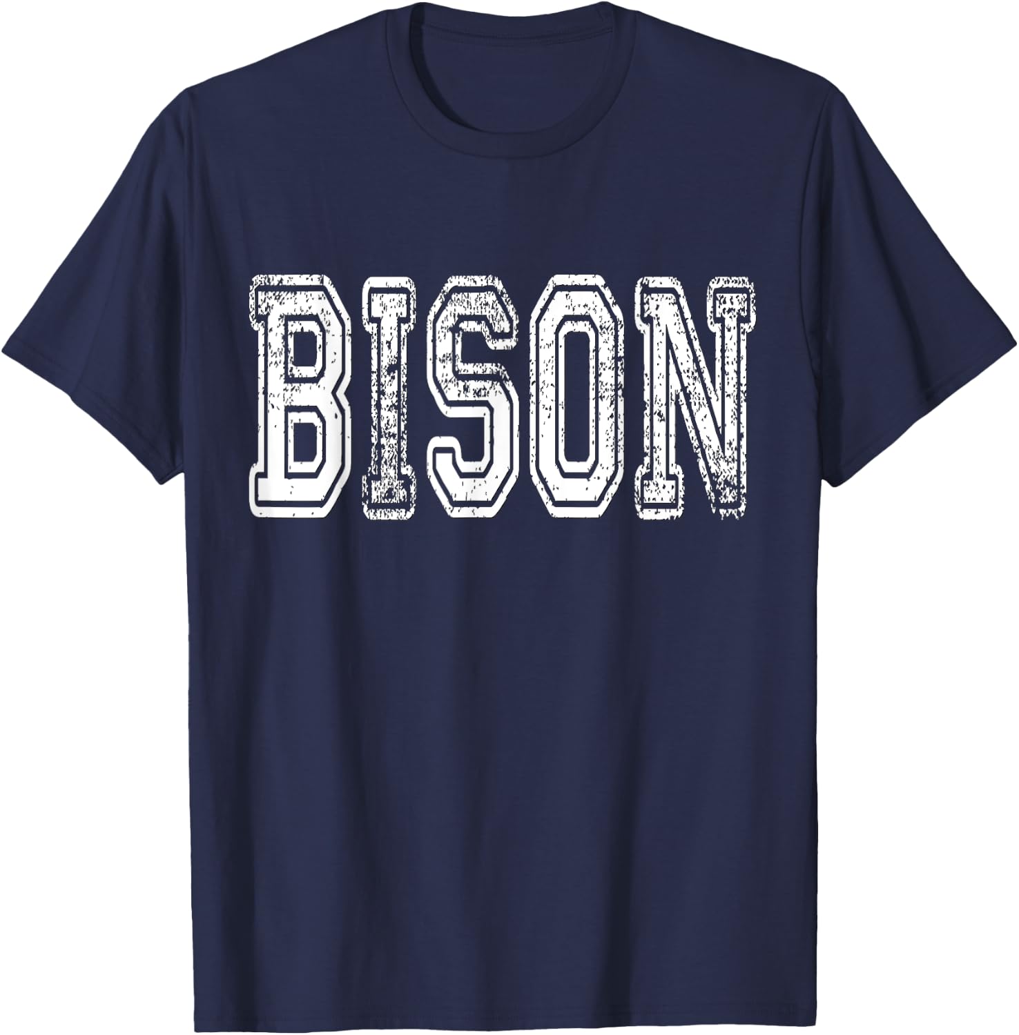 Bison Mascot Distressed Vintage School Sports Name Fans T-Shirt - T-Shirt | Navy