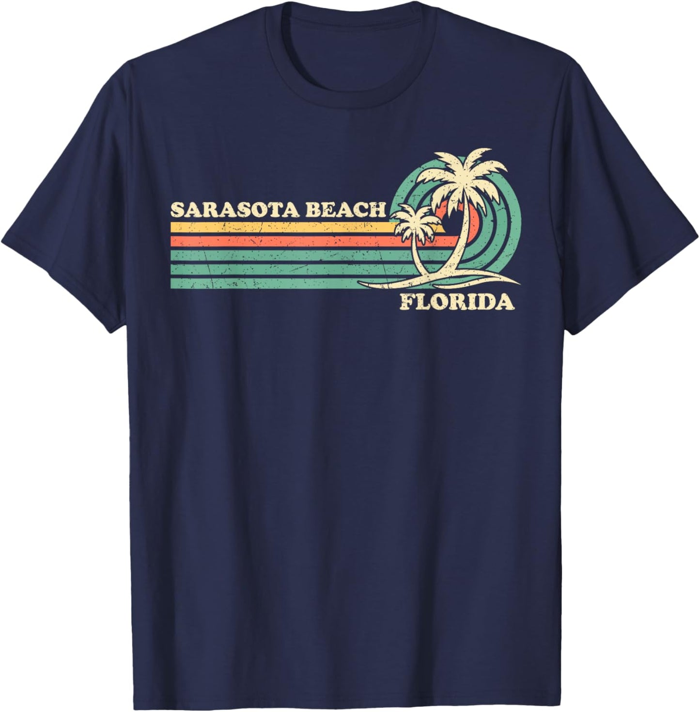 Vintage Retro Summer Vacation Florida Sarasota Beach T-Shirt - T-Shirt | Navy