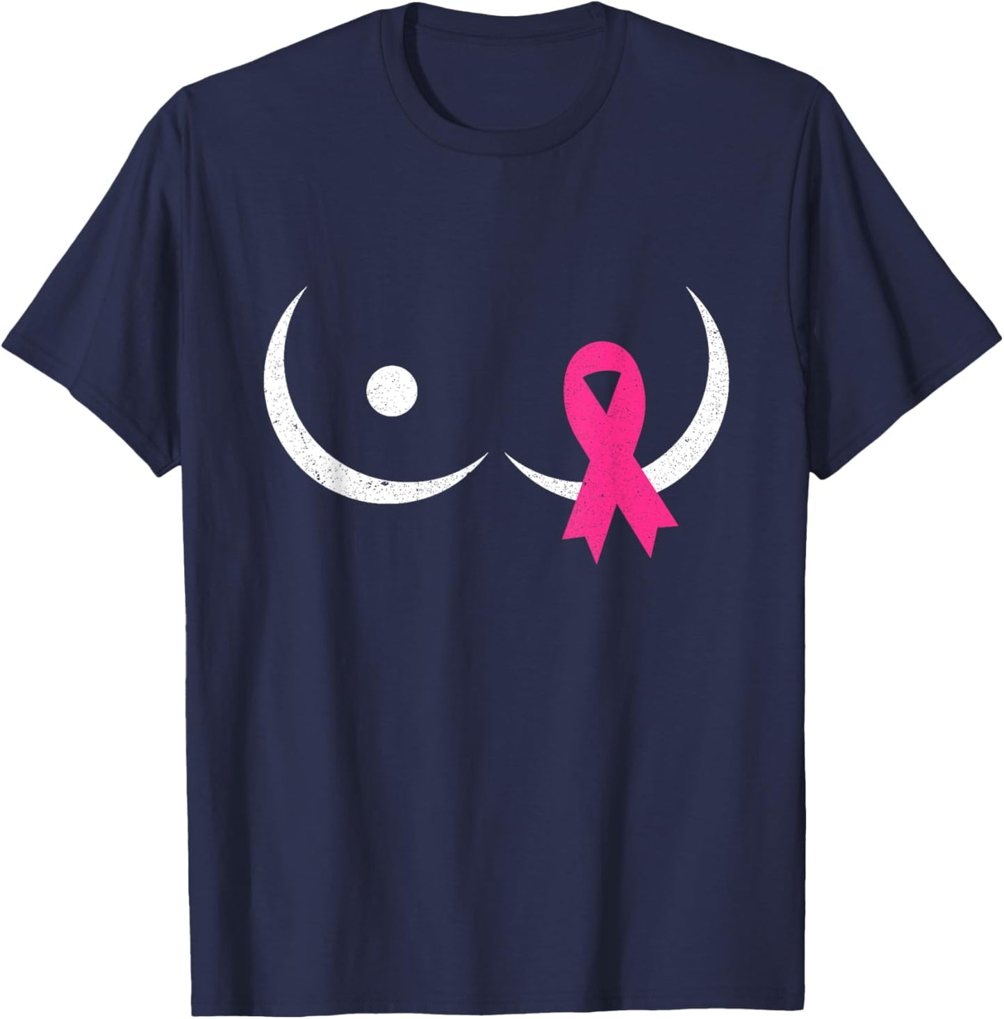 Save The Tatas Breast Cancer Warrior Pink Ribbon On Boob T-Shirt - T-Shirt | Navy