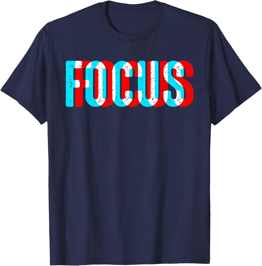 Focus - Optical Illusion Trippy Motivational T-Shirt - T-Shirt | Navy