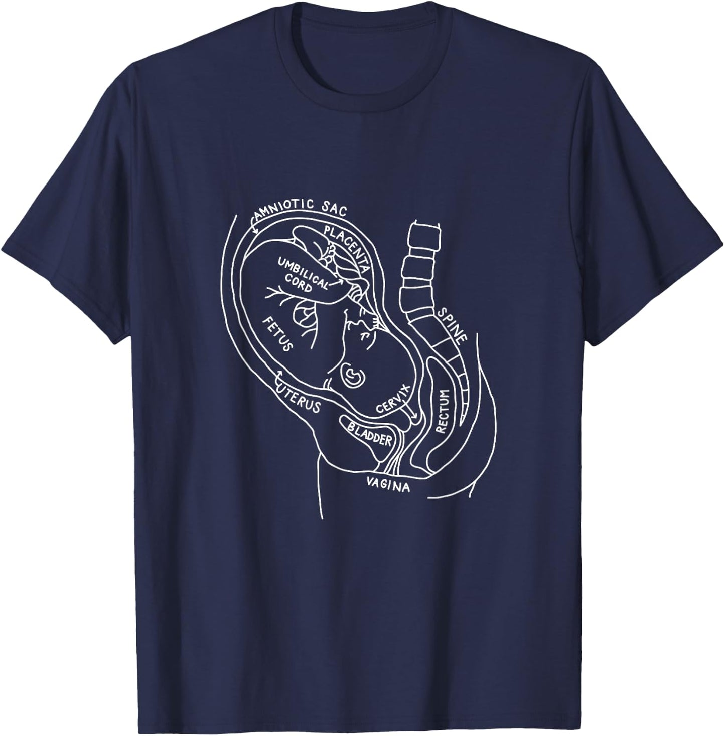 Pregnancy Anatomy Doula Midwife Mom Obstetrician OB GYN T-Shirt - T-Shirt | Navy