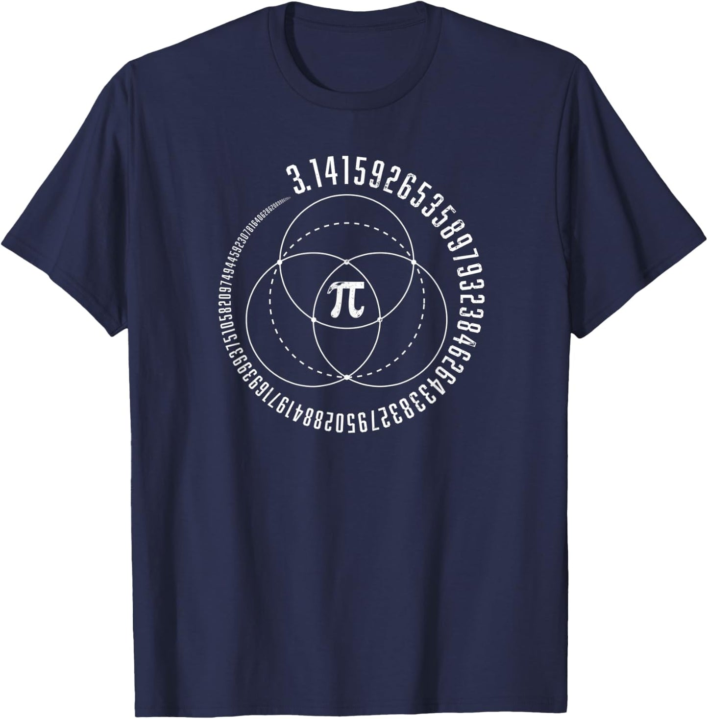 Sacred Geometry Pi Venn Diagram Math STEM 3.14 Pi Day T-Shirt - T-Shirt | Navy