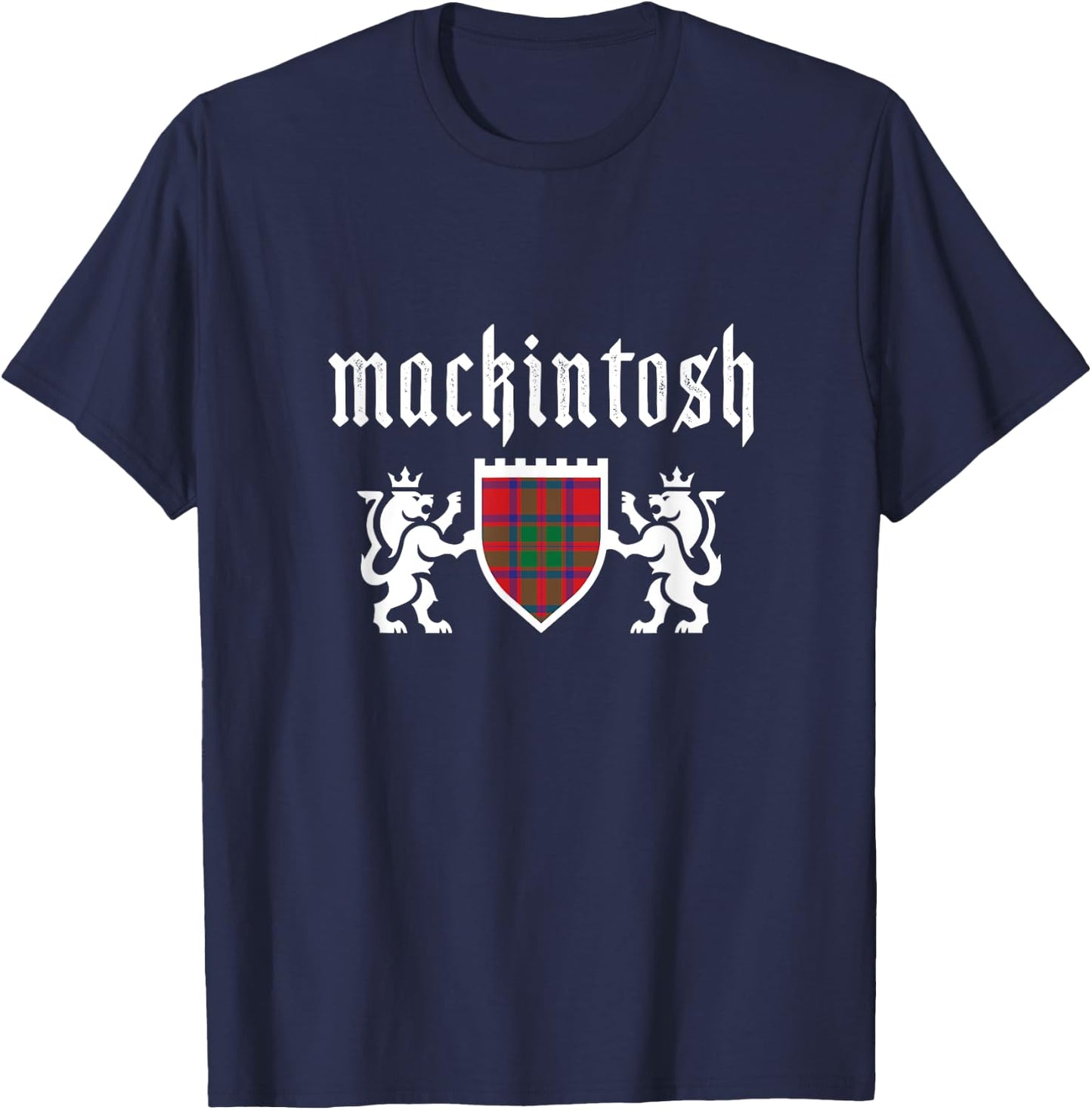 Clan Mackintosh Tartan, Scottish Plaid, Mackintosh Clan T-Shirt - T-Shirt | Navy