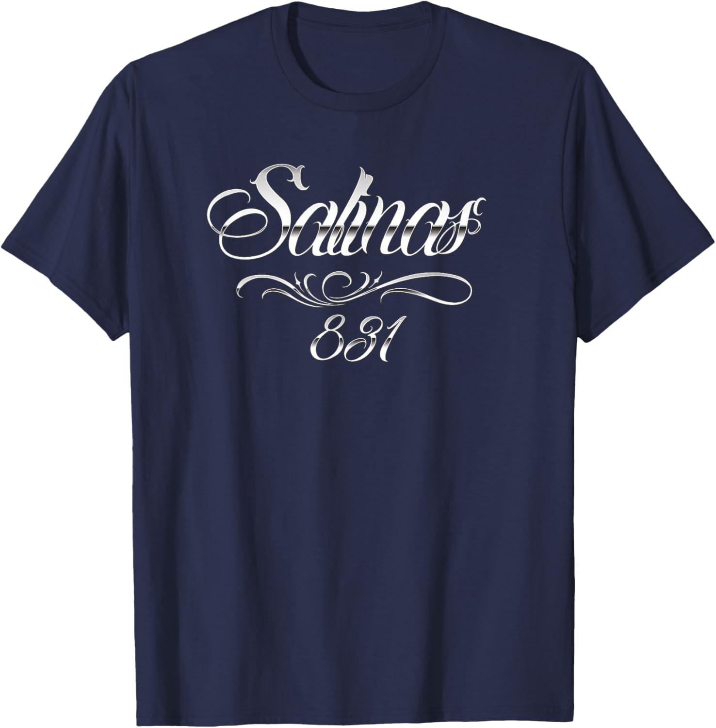 Salinas Area Code 831 Chicano Script T-Shirt - T-Shirt | Navy
