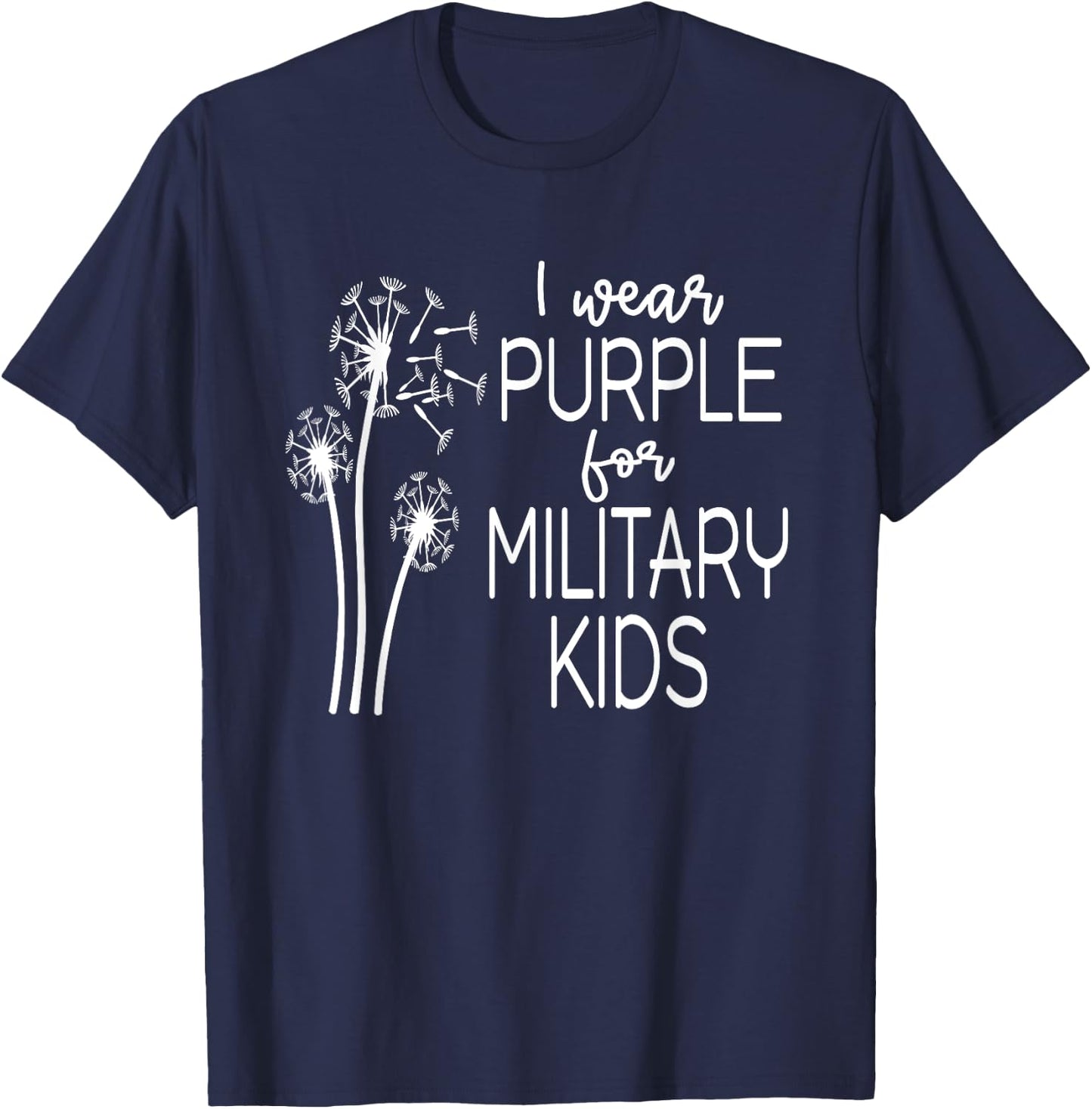 Purple Up in April Dandelion for Month of the Military Child T-Shirt - T-Shirt | Navy