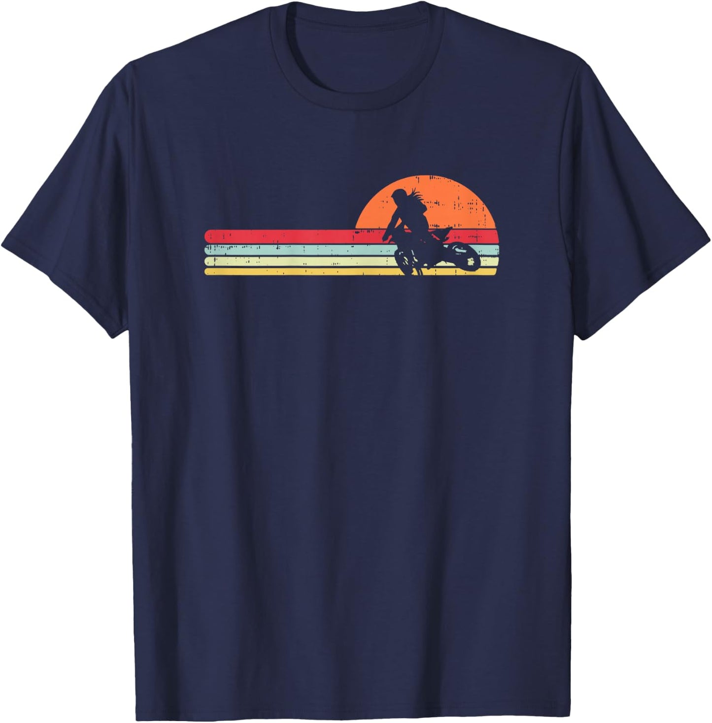 Dirt Bike Motocross Girl Retro Track Racing Motorcycle Gift T-Shirt - T-Shirt | Navy