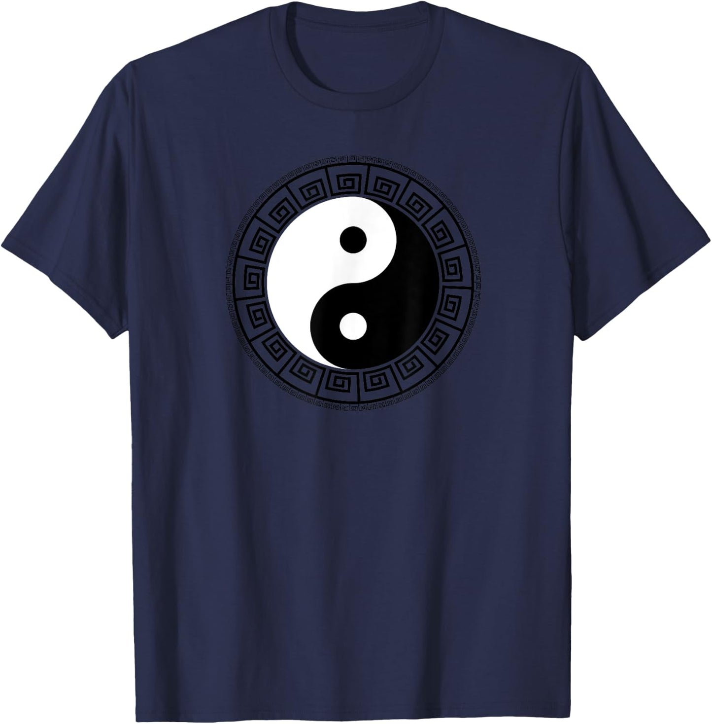 Greek Key Ying Yang Feng Shui Yin Yang T-Shirt - T-Shirt | Navy