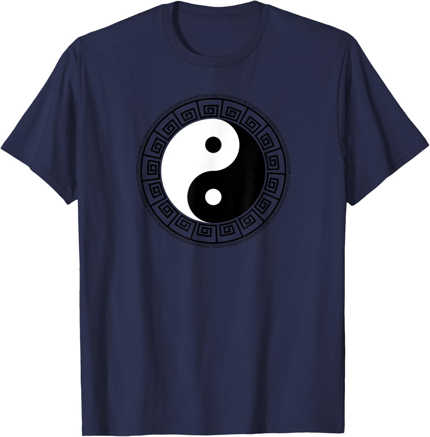 Greek Key Ying Yang Feng Shui Yin Yang T-Shirt - T-Shirt | Navy