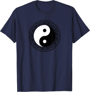 Greek Key Ying Yang Feng Shui Yin Yang T-Shirt - T-Shirt | Navy
