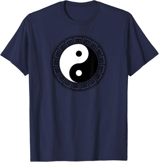Greek Key Ying Yang Feng Shui Yin Yang T-Shirt - T-Shirt | Navy