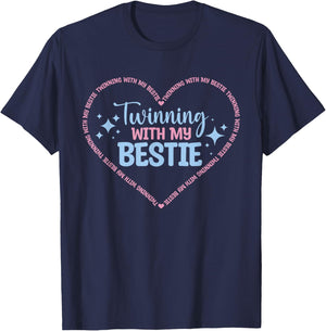Twins Day Twinning With My Bestie Spirit Week Matching Twin T-Shirt - T-Shirt | Navy