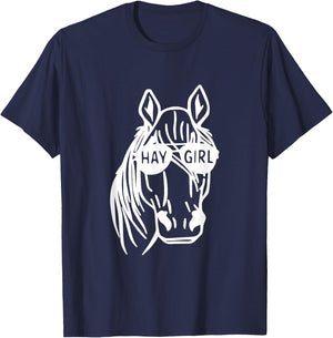 Horse Riding Cowgirl Farming Mare Lovers Hay Girl T-Shirt - T-Shirt | Navy