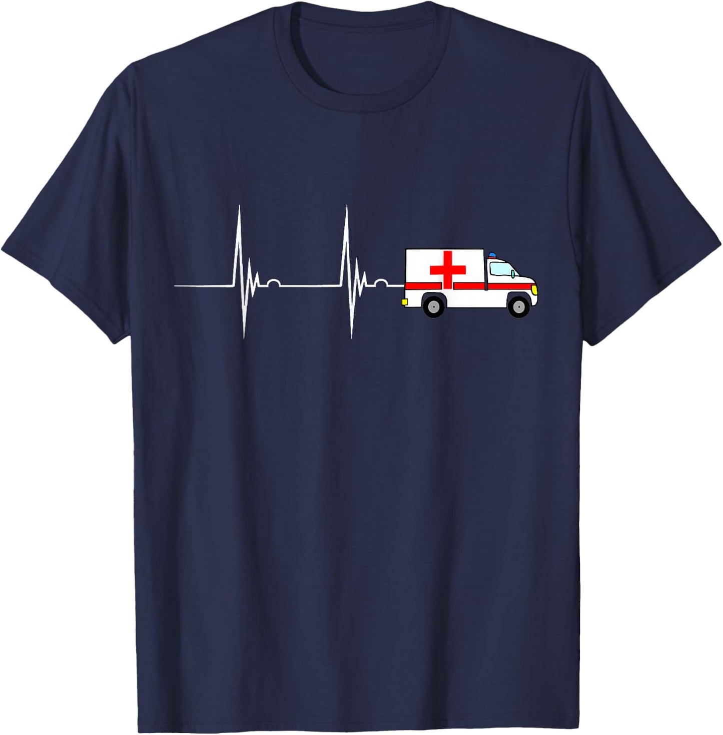 Ambulance Driver Ambulance Ambulance Heartbeat ECG Pulse Rate T-Shirt - T-Shirt | Navy