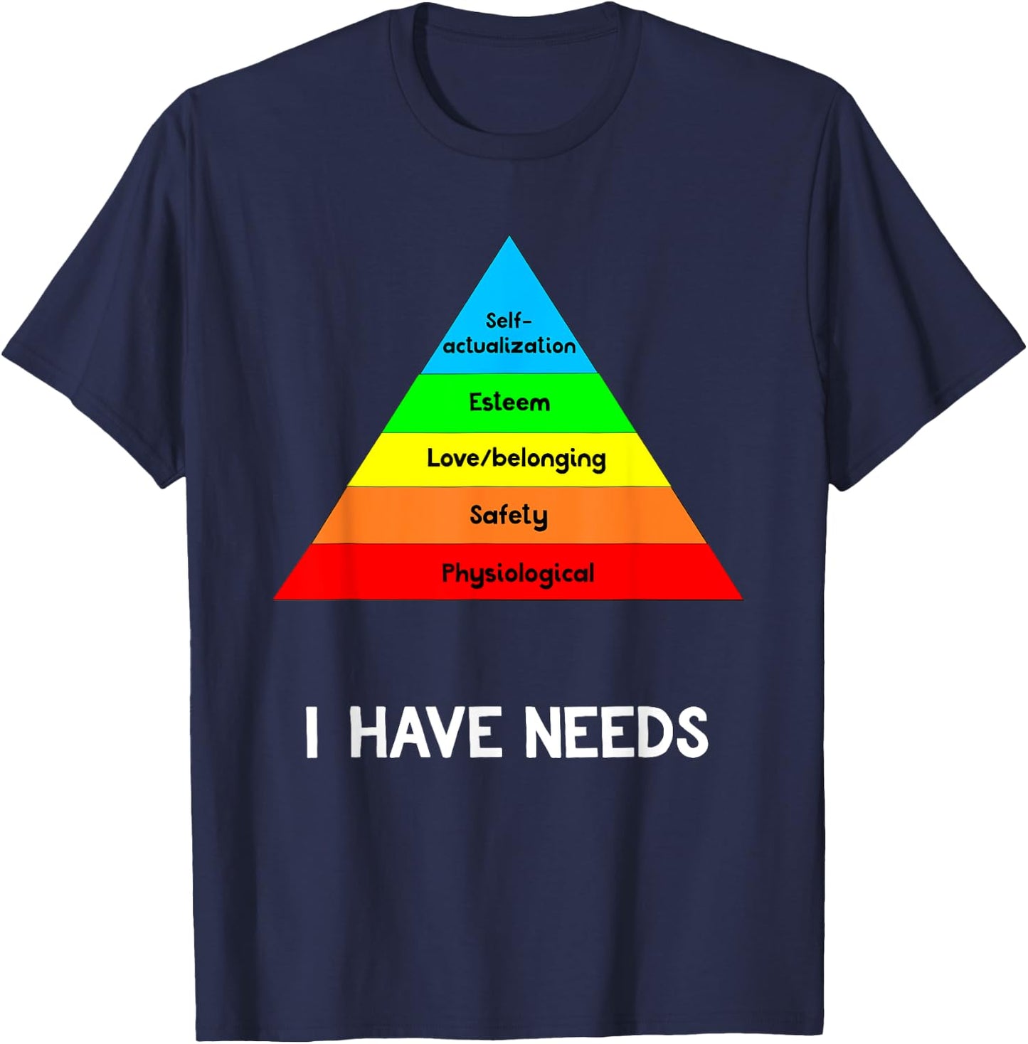 Funny Psychology Shirt Hierarchy Of Needs Psych Major Gift T-Shirt - T-Shirt | Navy