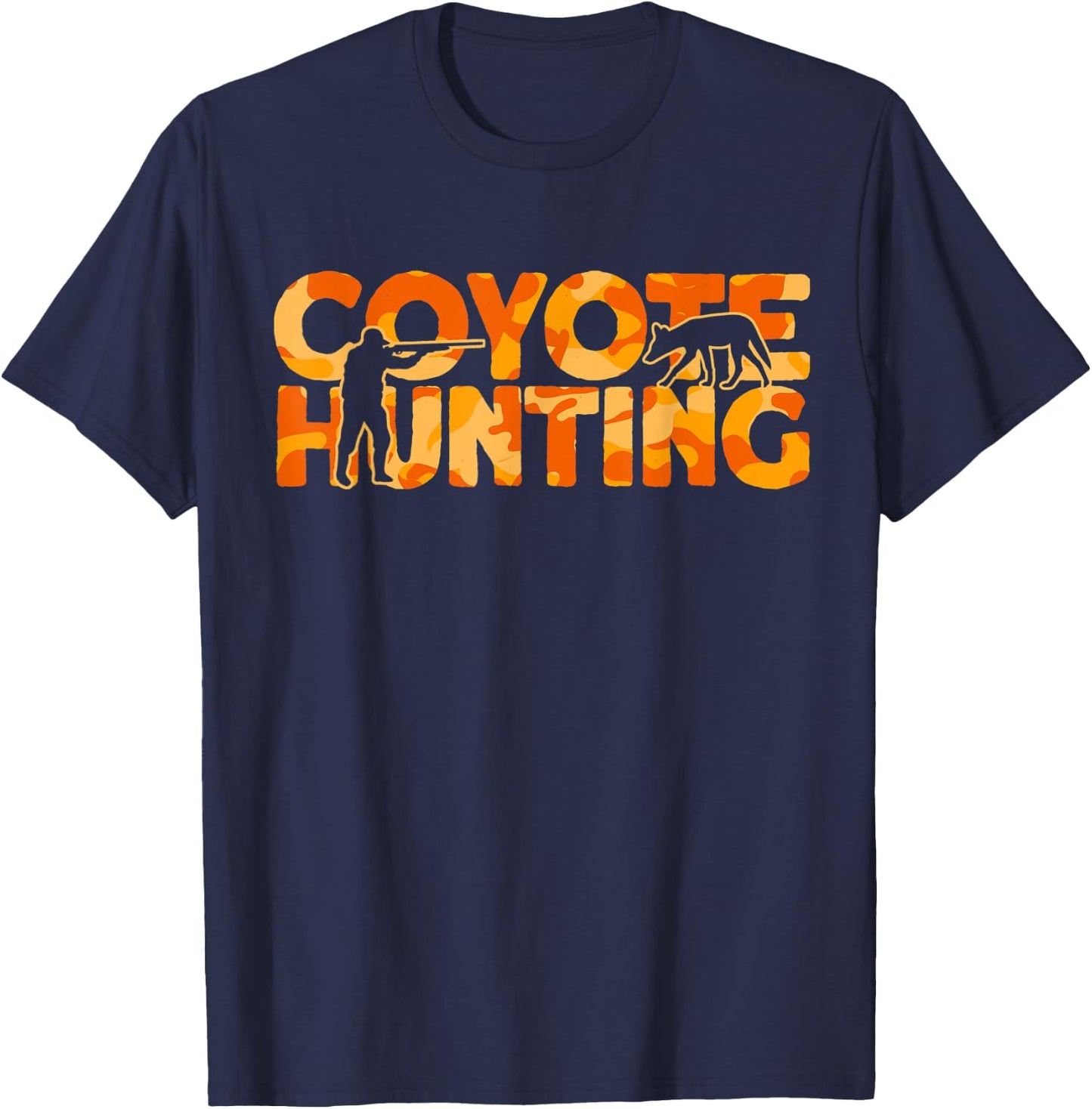 Coyote Coyote Orange Camouflage Coyote Hunting T-Shirt - T-Shirt | Navy