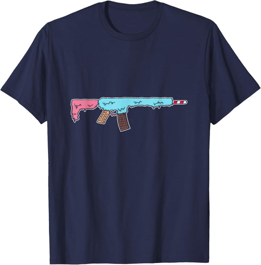 Funny Ice Cream Gun Weapon Rifle Pistol Right 2nd Amendment T-Shirt - T-Shirt | Navy