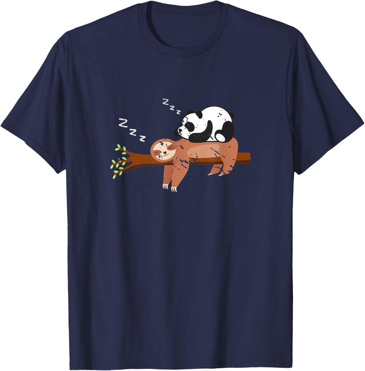 Cute Animals Gift Panda Sloth T-Shirt - T-Shirt | Navy