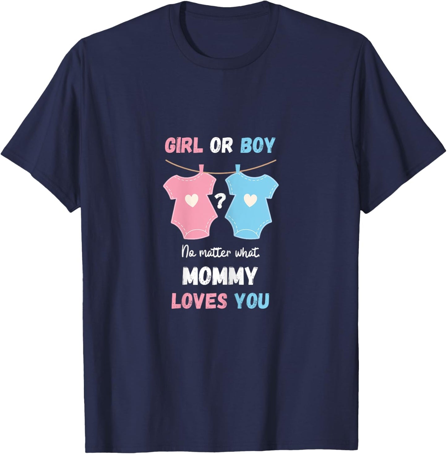 Gender reveal, pink or blue mommy to be T-Shirt - T-Shirt | Navy