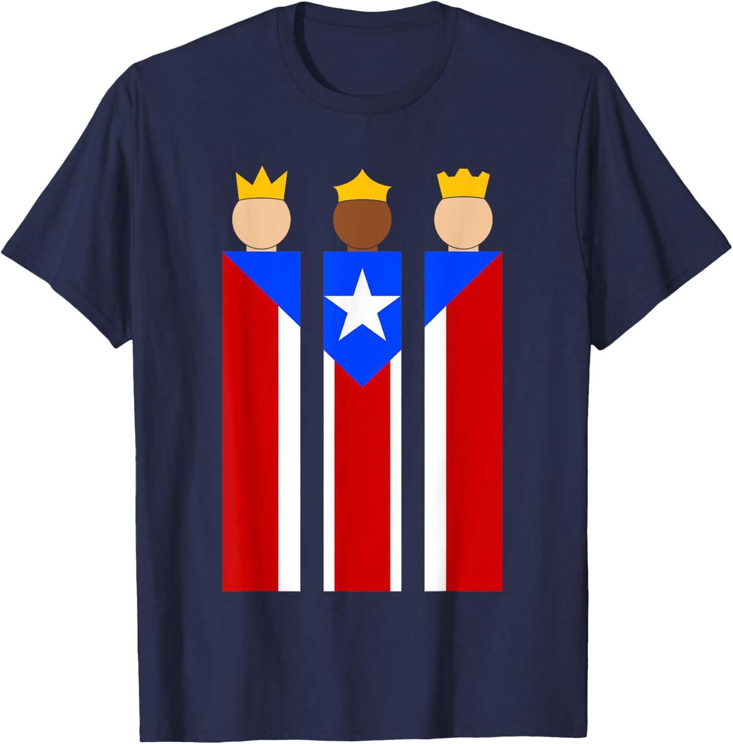 Puerto Rican Three Kings Flag Reyes Magos de Puerto Rico T-Shirt - T-Shirt | Navy