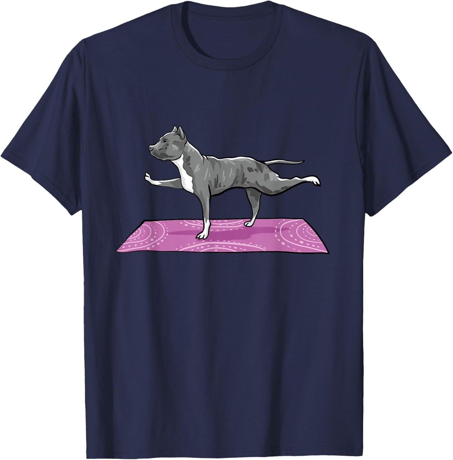 Pitbull Doing Yoga Funny Pitbull Dog Lover Yogi Teacher T-Shirt - T-Shirt | Navy