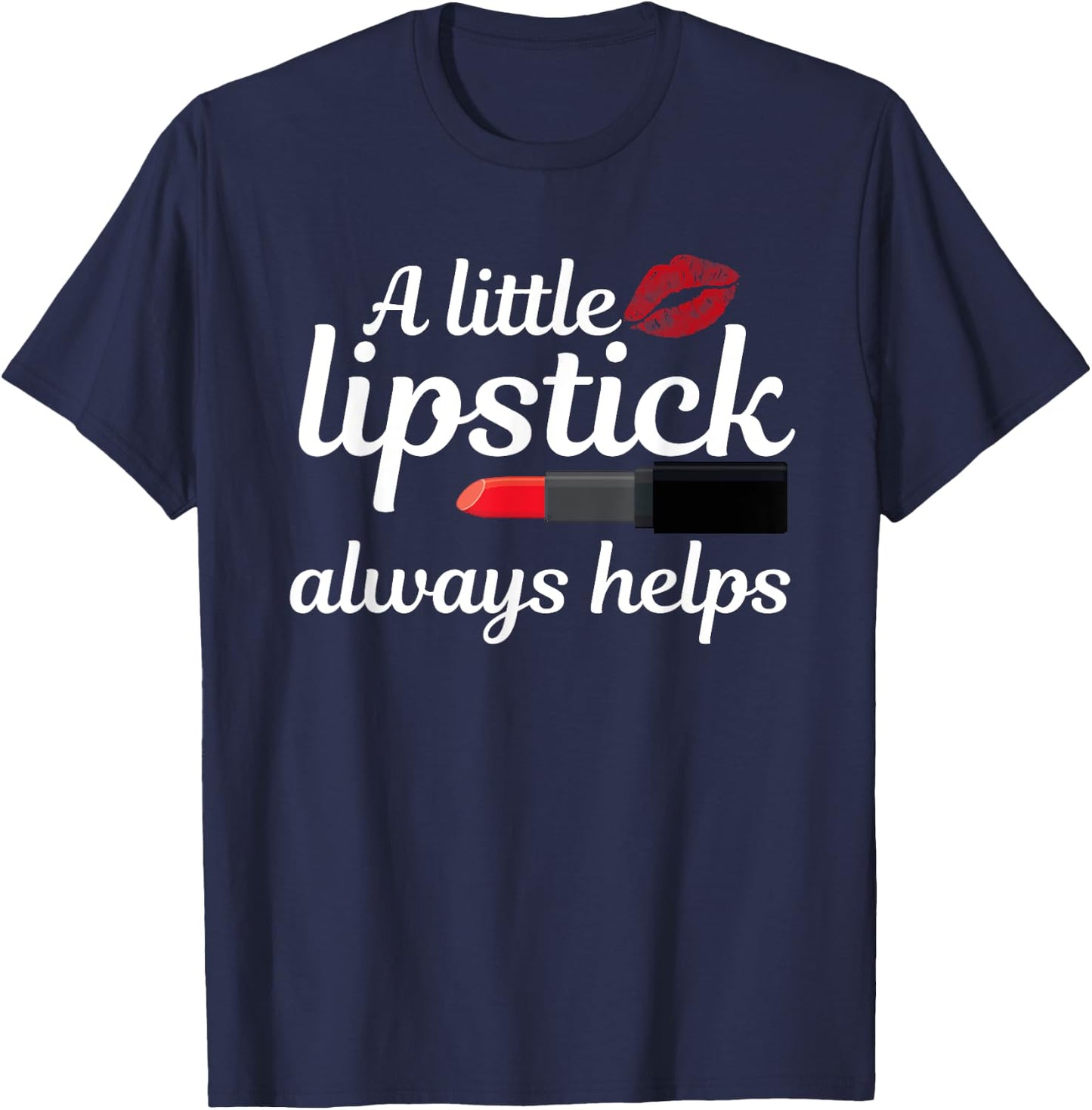 Cool Lipstick Art Women Girls Makeup Artist Beautician Kiss T-Shirt - T-Shirt | Navy