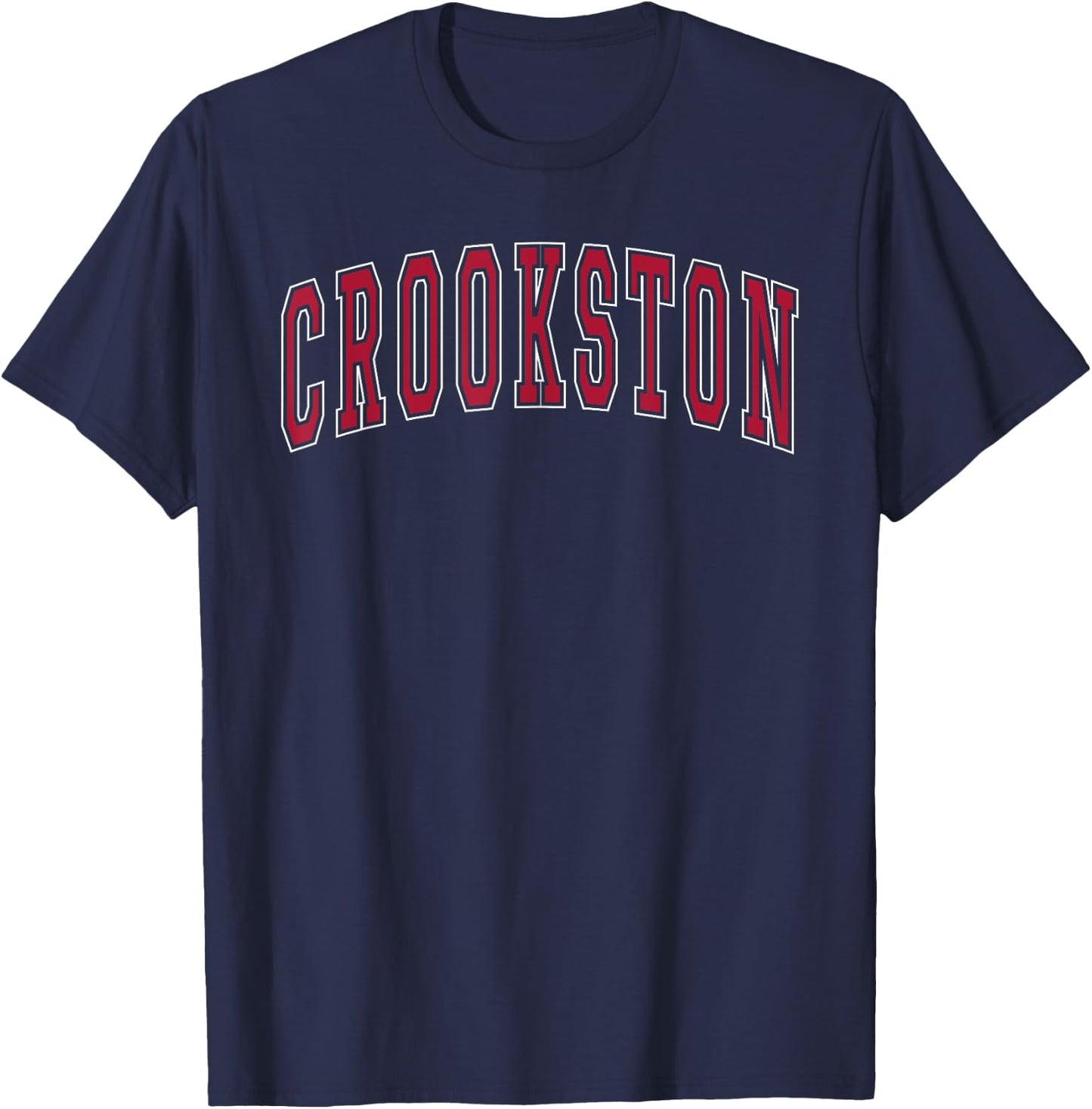 Crookston Minnesota Souvenir College Style Red Text T-Shirt - T-Shirt | Navy