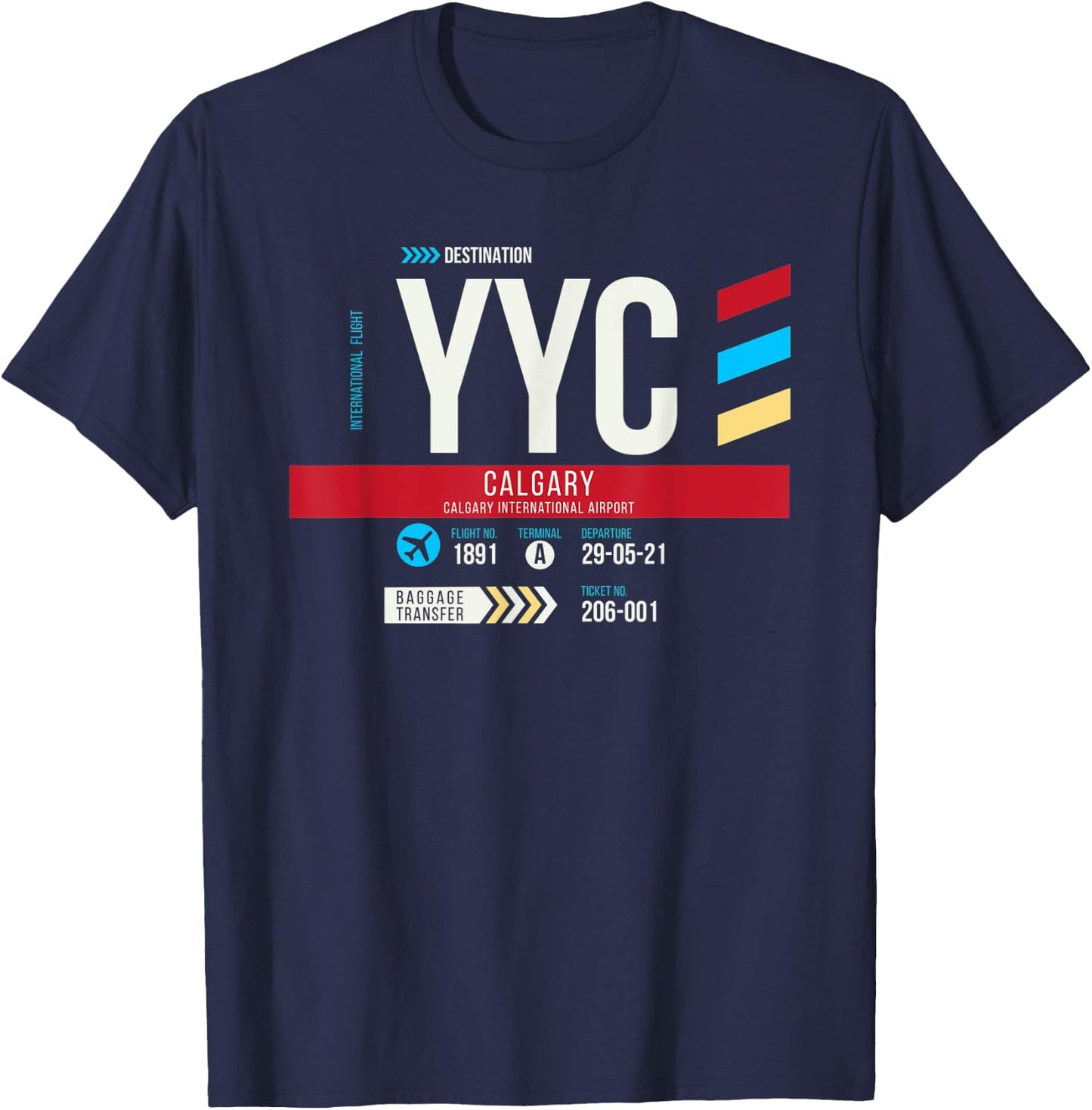 Vintage Calgary YYC Airport Code Travel Day Retro Air Travel T-Shirt - T-Shirt | Navy