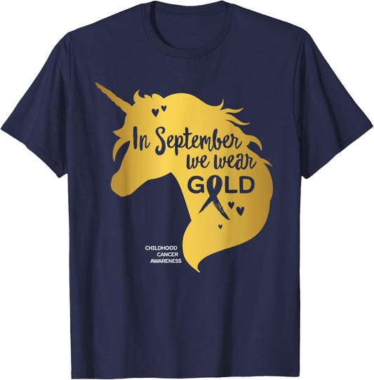 Childhood Cancer Awareness Shirts In September We Wear Gold T-Shirt - T-Shirt | Navy