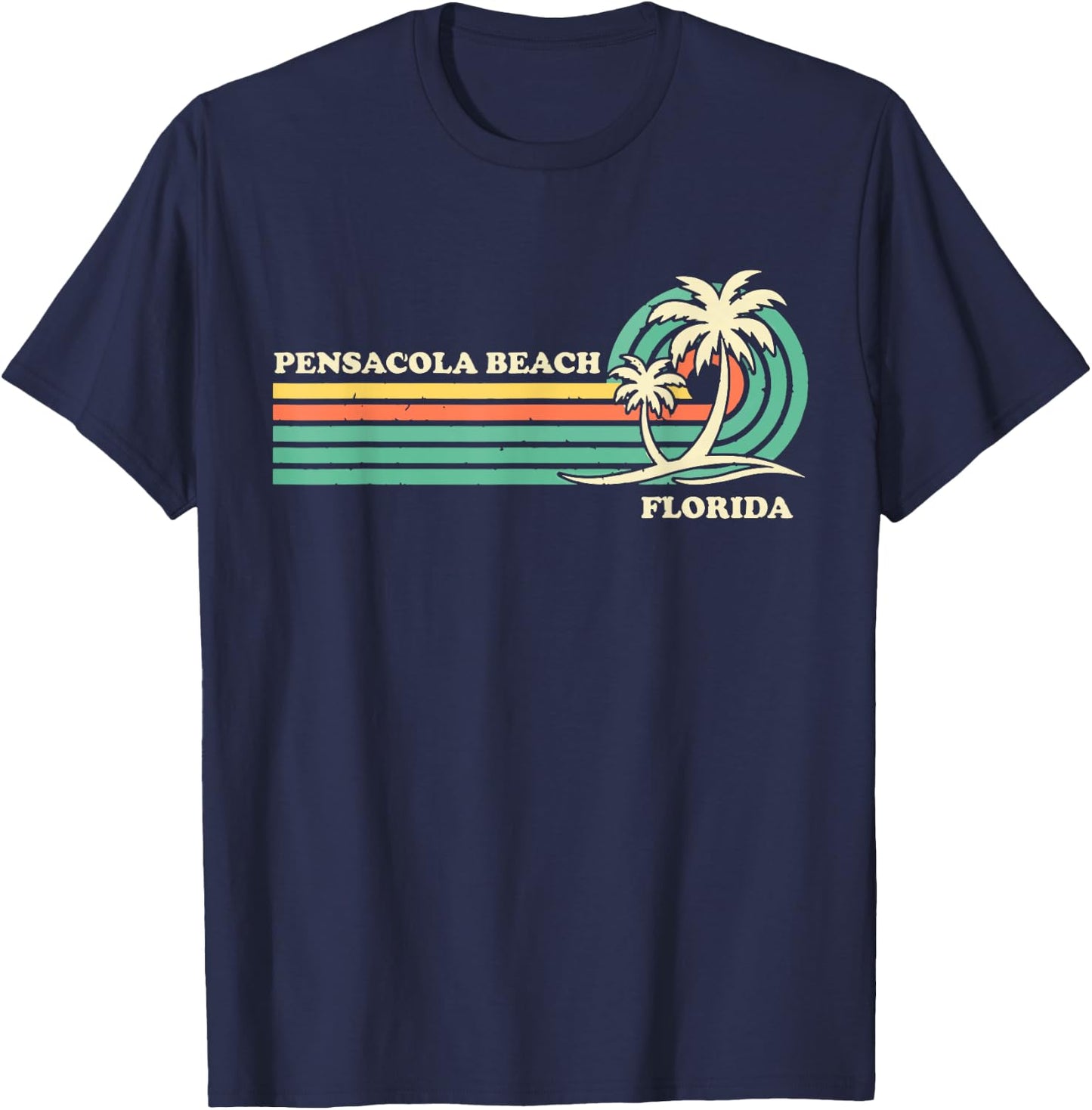Vintage Retro Summer Vacation Florida Pensacola Beach T-Shirt - T-Shirt | Navy