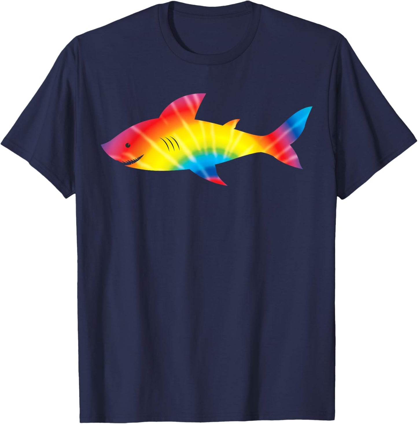 Shark Tie Dye Rainbow | Jawsome Men Women Kids Boys T-Shirt - T-Shirt | Navy