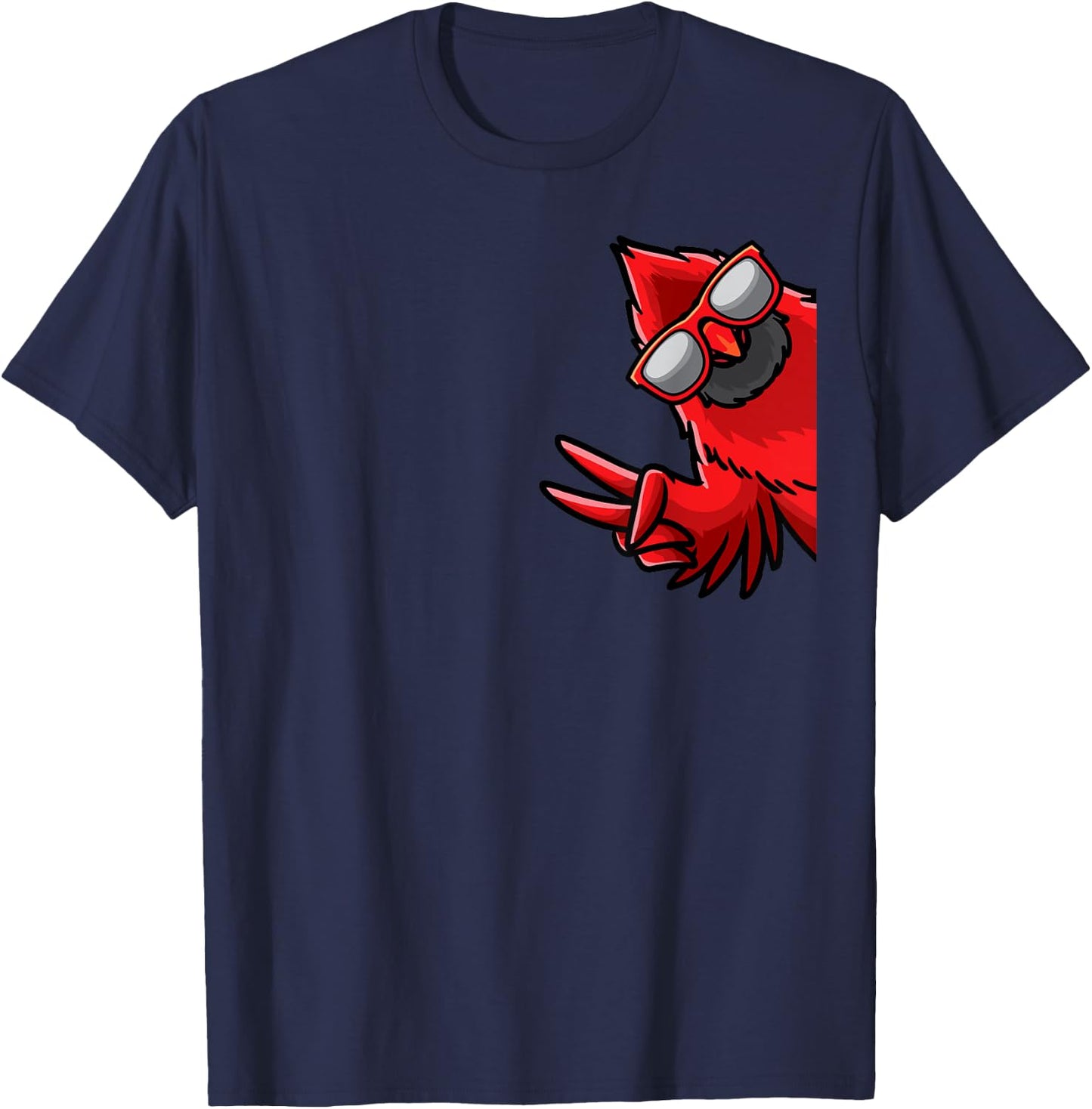 Northern Cardinal Bird Red Cardinal From Side T-Shirt - T-Shirt | Navy