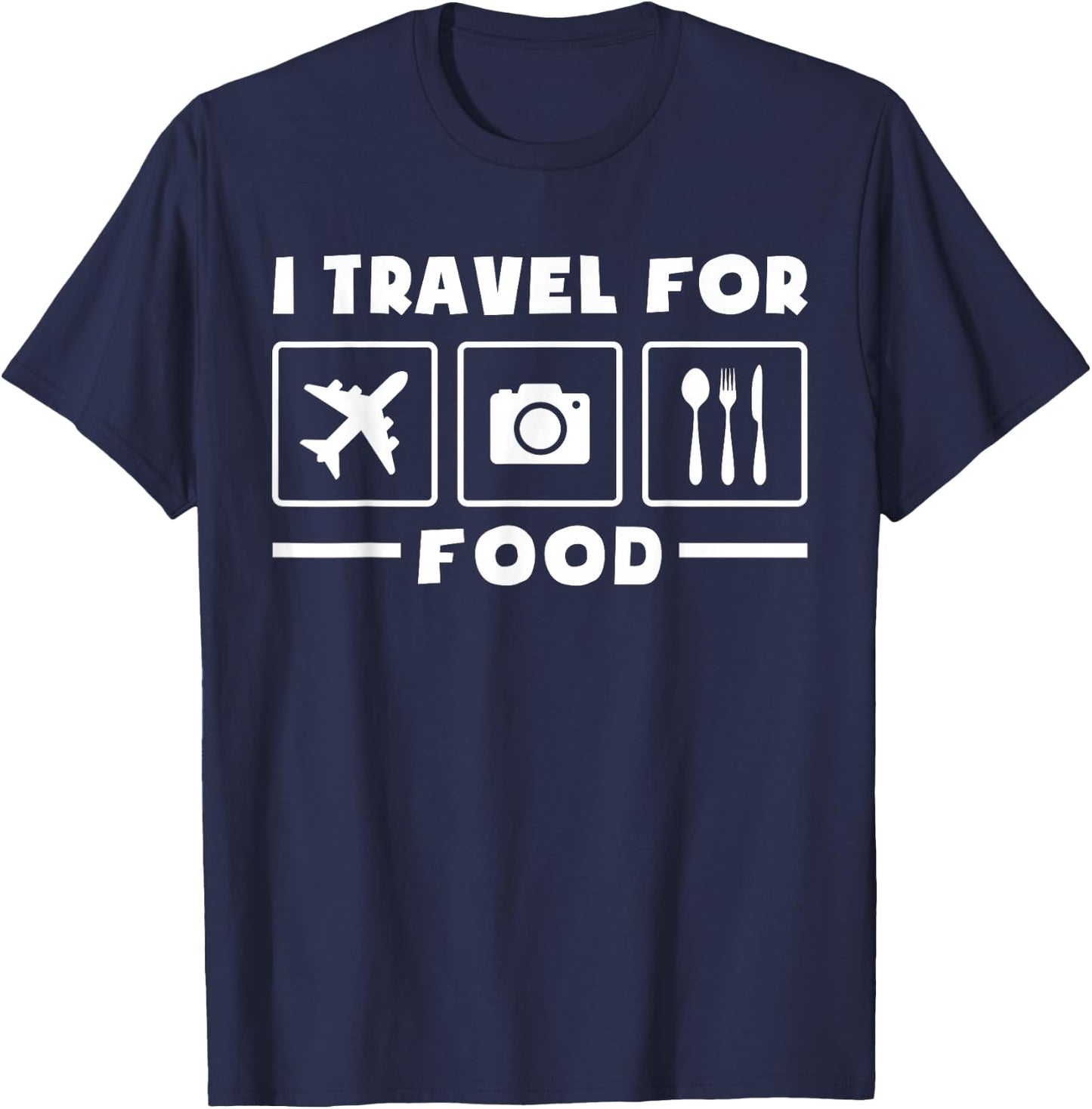 Traveler Flight Vacation Trip I Travel For Food Watercolor T-Shirt - T-Shirt | Navy