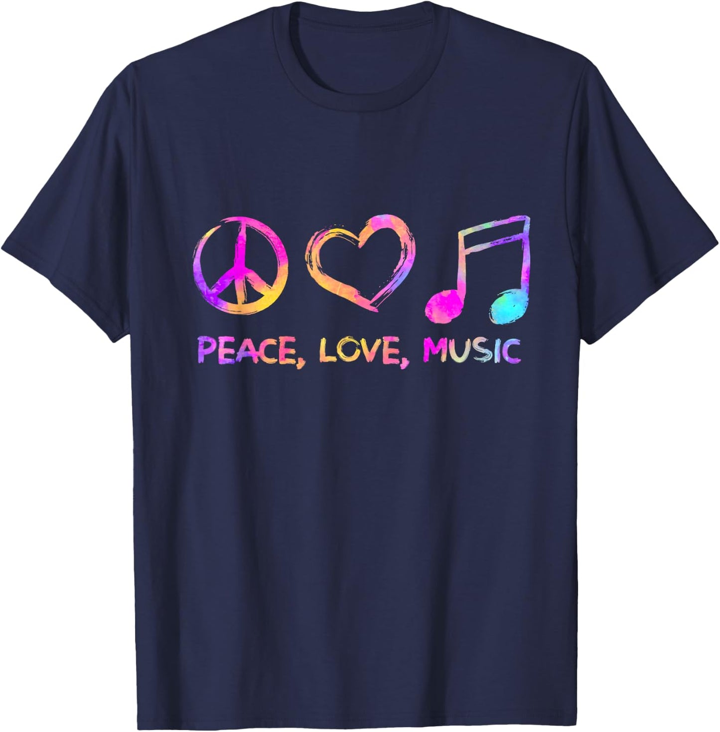 Peace Love Music Hippie T-Shirt - T-Shirt | Navy