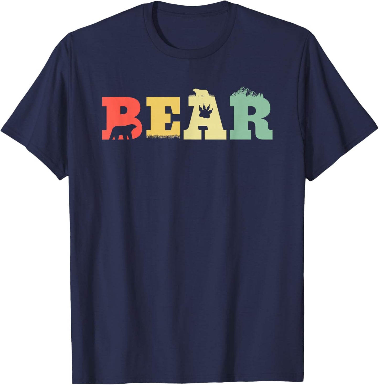 Retro Grizzly Bear Brown Bear - Vintage Grizzly Bear T-Shirt - T-Shirt | Navy