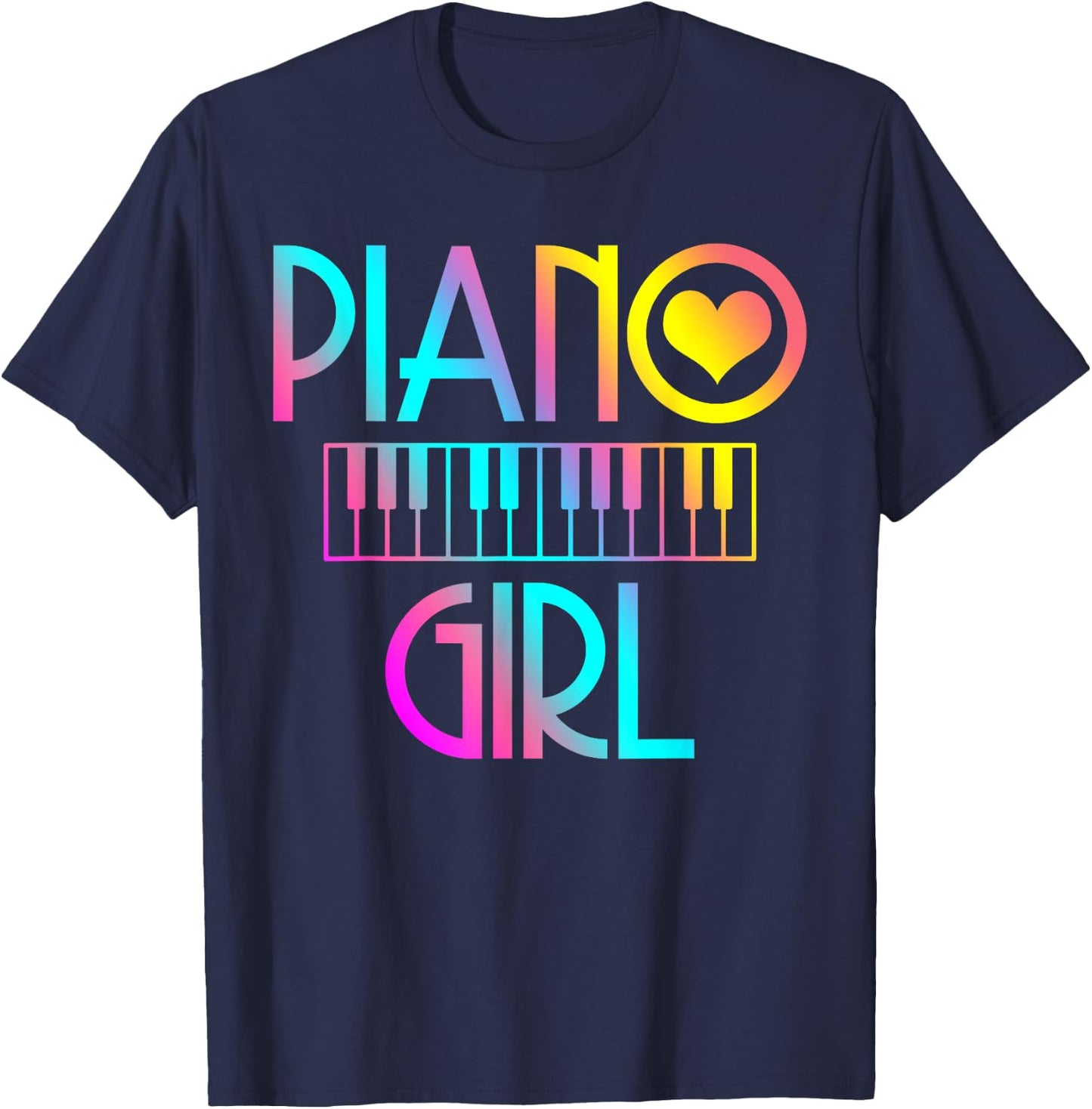 Piano Girl Musical Pianist Keyboard Cute T-Shirt - T-Shirt | Navy