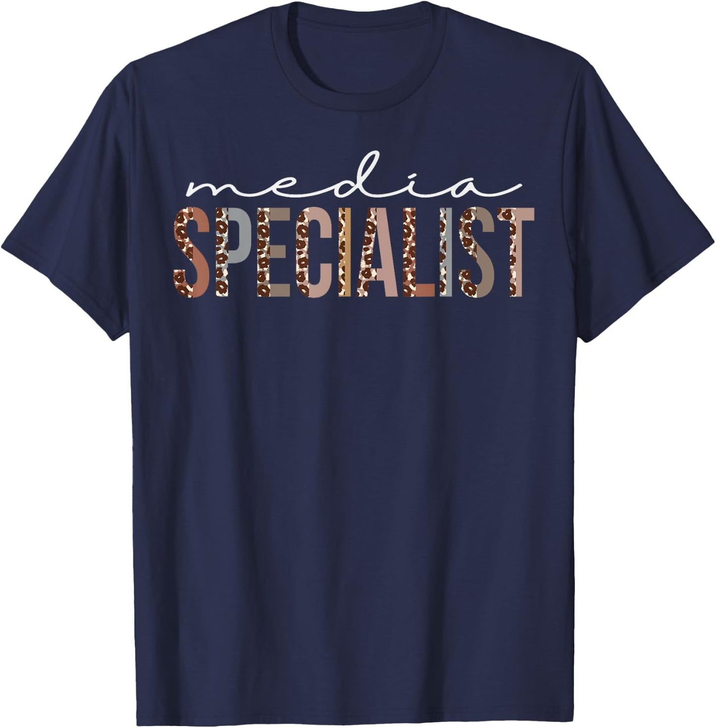Media Specialist Leopard Appreciation For Work T-Shirt - T-Shirt | Navy